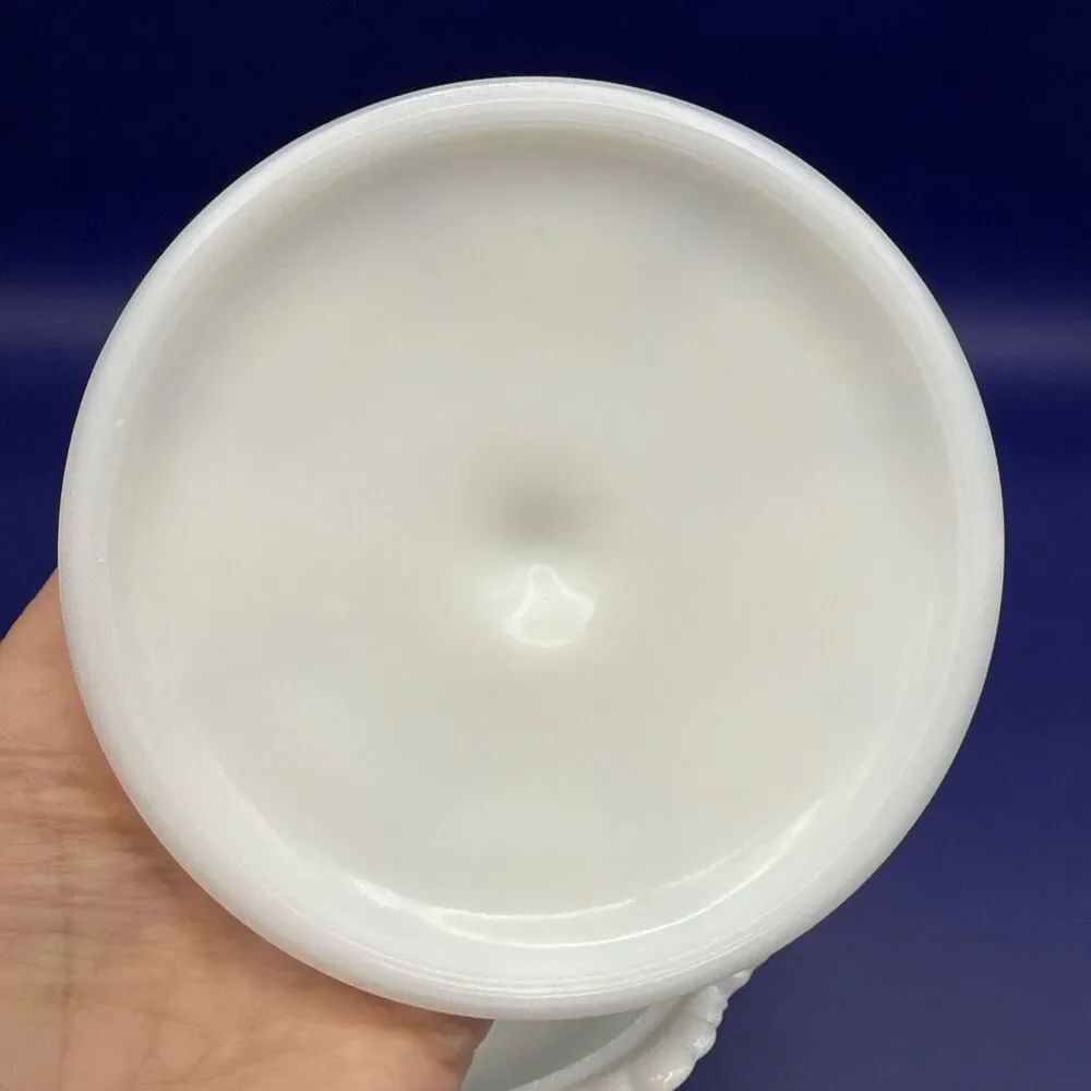 Vintage Fenton White Hobnail Milk Glass Candy Dish w/ Handle and Lid Grandma